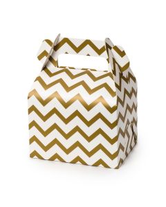 Paper box with handle 11x15x8,6cm, golden chevron , min. 25