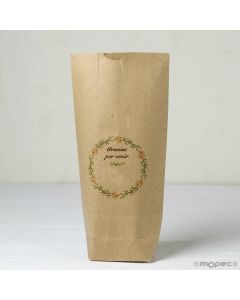 Bolsa Kraft Gracias por...Corona romántica 12x22,5cm. min.25