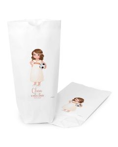 White paper bag communion girl ball 12x21X5cm.