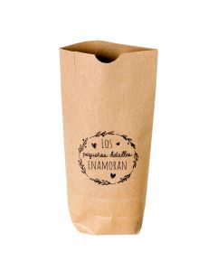 Bolsa Kraft Detalles enamoran,negro 12x22,5cm. min.25