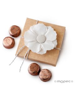 Fiore adesivo di lino in scatola con 4 cioccolatini