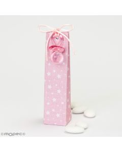 Scatola stelle rosa con ciuccio e 5 confetti al cioccolato