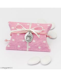 Bracelet cordon rose Ange gardien avec 5dragées chocolat