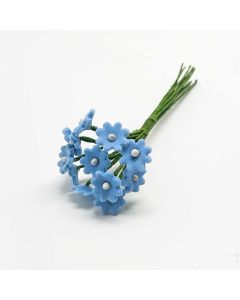 Fleur de marguerite bleue, bouquet de 12, Pois Blancs