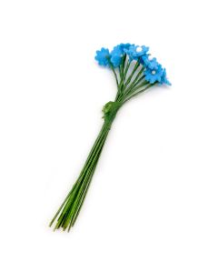 Blue daisy flower, bunch of 12, White Dots