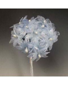 Bouquet fleurs perles mini bleu