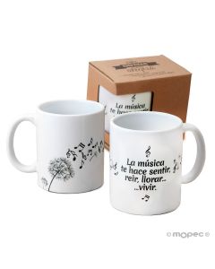 Taza cerámica música en el aire con caja regalo