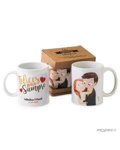 Taza cerámica novios Pop &Fun caricia con caja regalo