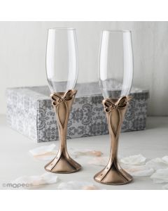Juego de copas lazo bronce love, set de 2