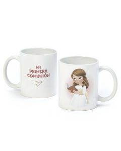 First Communion ceramic mug girl with Bible gift box