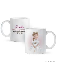 Tasse céramique Primera Comunión fille avec chapelet