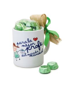 Tasse en céramique professeur dans boîte-cadeau + 6choc.