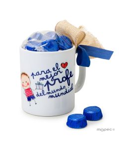 Tasse en céramique professeur dans boîte-cadeau + 6choc.