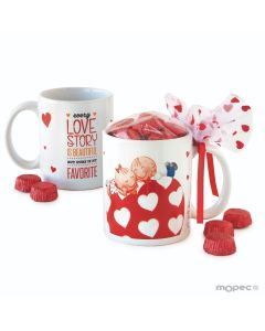 Pit&Pita ceramic mug LOVE STORY with gift box 6 chocolates