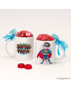 Ceramic mug with 6 SUPER DAD chocolates in a gift box