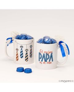 Tasse en céramique EL MEJOR PAPÁ... dans boîte-cadeau +6choc.