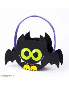 Panier en feutre Halloween chauve-souris 23x22x7,5cm