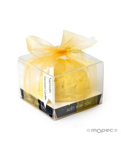 Lemon aromatic candle with ribbon 6X6cm.