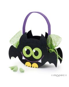 Panier feutre Halloween Chauve-souris avec 12 bonbons