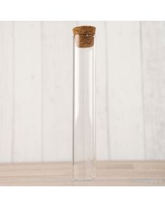 Tubo cristal transparente con tapón de corcho 12,5cm, min.48