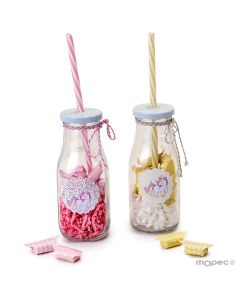 Bottle with straw and adh.unicorn, 2assort. 11 candies
