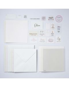 Sample set of cards, envelopes and notecard