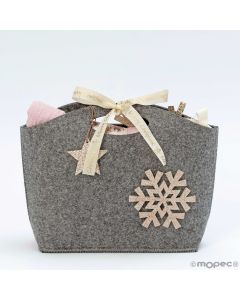 Christmas gift pack with basket, pashminas, reindeer, leds and chocolate