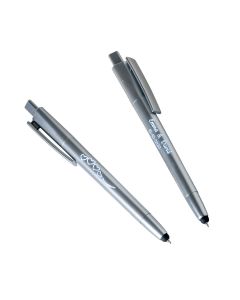 Bolígrafo plata CORAZONES con puntero táctil y LED interior