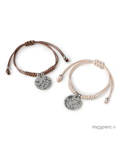 Pulsera beige medalla paloma marfil/marrón mínimo 4