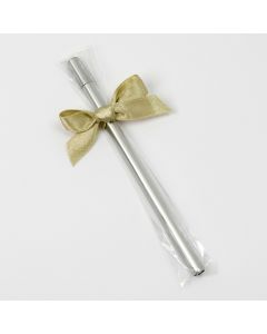 Simply silver marker decorated with green bow