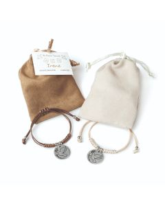 Bag with bracelet with peace dove, ivory and brown