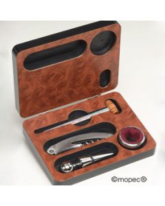 Wine set wood and Sterling Silver 925 13x17cm.
