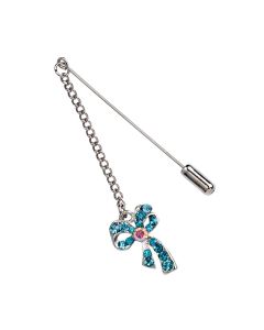 Metal pin chain+blue diamond lace
