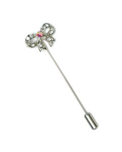Metal pin bow with diamond