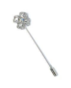 Épingle métallique fleur diamants