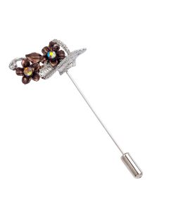 Metal pin brown flower basket