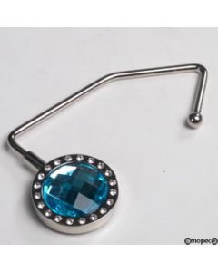 Cuelga bolsos metálico cristal azul diamantes