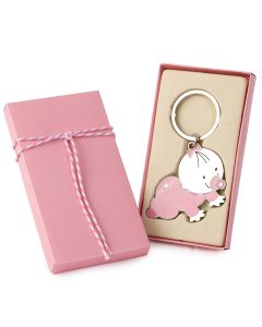 Llavero bebé Pita gateando con caja regalo rosa adornada
