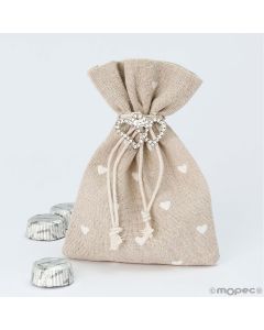 Broche strass coeurs avec sachet 3 chocolates