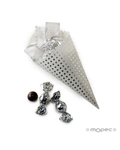Cono topos plateado colgante 25 aniv.5croki-choc. min.12