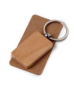 Customizable rectangular wooden key ring 3x5,2cm.