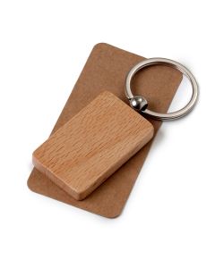 Llavero rectangular de madera, 3x5,2cm.