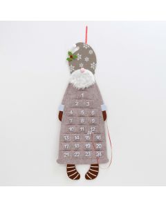 Felt advent calendar 84cm. beige Gnome