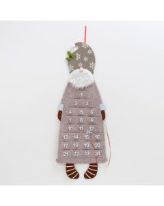 Calendrier de l'avent en feutre 84cm. Gnome beige