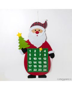 Calendario Avvento feltro Babbo Natale da appende 52x71cm