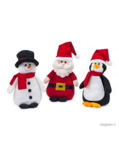 Figura 30cm. Papa Noel, m.nieve y pingüino, min.3