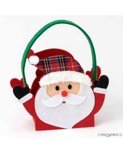 Felt basket Santa Claus with checkered hat 16x19x6,5cm.