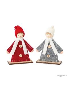 Bambini in feltro assortiti con base in legno 10x14cm.