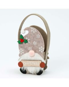 Brown Gnome felt basket 19cm.(handles) Christmas sign