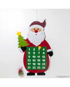 Calendario adviento fieltro Papa Noel 24 caramelos 52x71cm.